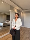 Gold Düğmeli Çelik Triko Hırka- Beyaz