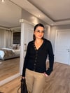 Gold Düğmeli Çelik Triko Hırka-Siyah