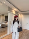 Gri Metal Düğme Detaylı Pantolon Takım