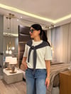 Gri Şal Detaylı T-shirt