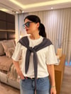 Gri Şal Detaylı T-shirt