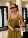 İthal Askılı Aerobin Elbise-Olive
