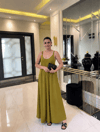 İthal Askılı Aerobin Elbise-Olive
