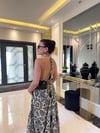 İthal Desenli Helen İpek Elbise-Ekru