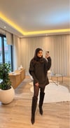 Kahve Balıkçı Yaka Panço Kazak
