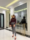 Kahve Dar Paça Tayt Pantolon