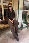 Kahve Gold Düğmeli Pantolon