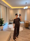 Kahve Omzu Açık Modal Eşofman Takımı