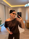 Kahve Omzu Açık Modal Eşofman Takımı