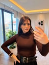 Kahve Yarım Balıkçı Kaşmir Bluz