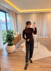 Kahve Yarım Balıkçı Kaşmir Bluz
