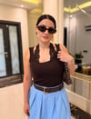 Kahverengi Boyundan Geçmeli Dantel Body