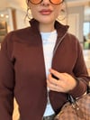 Kahverengi Premium Fermuarlı Hırka