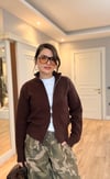 Kahverengi Premium Fermuarlı Hırka