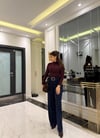 Lacivert Kemerli İspanyol Pantolon