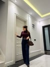 Lacivert Kemerli İspanyol Pantolon