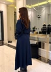 Lacivert Modal Askılı Elbise Crop Bluz Takım