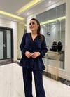 Lacivert Volanlı Bluz Pantolon Takım