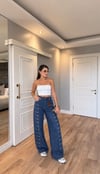Mavi Yıkamalı Düğme Detaylı Jean