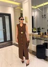 Mocha Gold Aksesuarlı Midi Elbise