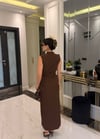 Mocha Gold Aksesuarlı Midi Elbise