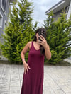 Mürdüm Askılı Modal Maxi Elbise
