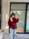 Oversize Bordo Keten Gömlek