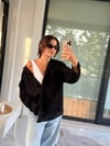 Oversize Siyah Keten Gömlek