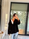 Oversize Siyah Keten Gömlek