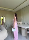 Pembe Belden Oturtmalı Bluz Pantolon Takım