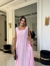 Pembe Biyeli Arkası Lastikli Elbise