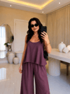Silva Askılı Bluz Palazzo Takım-Mürdüm