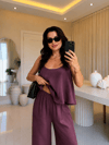 Silva Askılı Bluz Palazzo Takım-Mürdüm