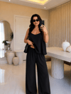 Silva Askılı Bluz Palazzo Takım-Siyah