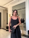 Siyah Askılı Elbise Ve Crop Gömlek Tensel Takım
