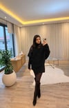 Siyah Balıkçı Yaka Panço Kazak