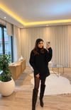 Siyah Balıkçı Yaka Panço Kazak