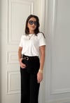 Siyah Kemerli Boru Paça Pantolon