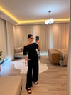 Siyah Omzu Açık Modal Eşofman Takımı