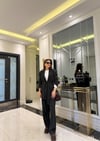Siyah Oversize Kuşaklı Ceket Tasarım Pantolon Takım