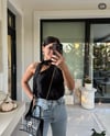 Siyah Saten Bağlama Detaylı Bluz