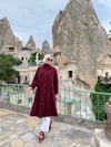 Büzgü Detaylı Düğmeli Tunik-Bordo