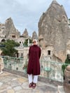 Büzgü Detaylı Düğmeli Tunik-Bordo