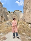 Büzgü Detaylı Düğmeli Tunik-Pudra