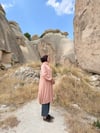 Büzgü Detaylı Düğmeli Tunik-Pudra