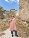 Büzgü Detaylı Düğmeli Tunik-Pudra