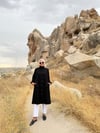 Büzgü Detaylı Düğmeli Tunik-Siyah