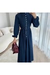 Kemer Detaylı Nervürlü Denim Elbise - Ürün Kodu 1026