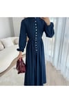 Kemer Detaylı Nervürlü Denim Elbise - Ürün Kodu 1026