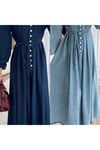 Kemer Detaylı Nervürlü Denim Elbise - Ürün Kodu 1026